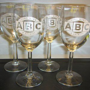 Brand new set of 4 ABC wine glasses